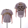 Custom Fan-Made Josh Bell Pittsburgh Pirates #55 Grey Baseball Jersey