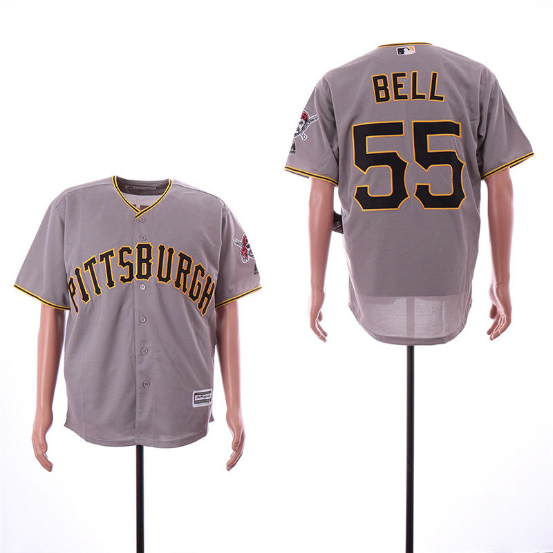 Custom Fan-Made Josh Bell Pittsburgh Pirates #55 Grey Baseball Jersey