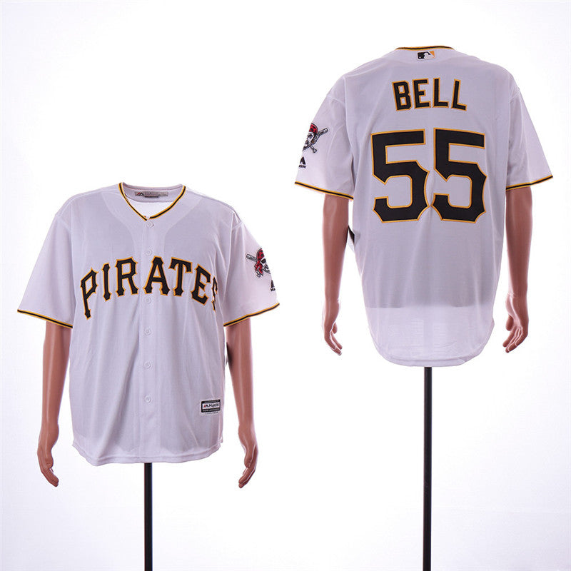 Custom Fan-Made Josh Bell Pittsburgh Pirates #55 White Baseball Jersey