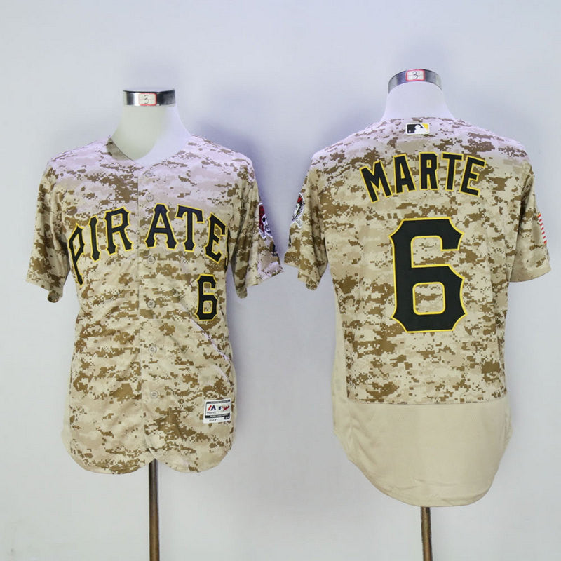 Custom Fan-Made Starling Marte Camo Pittsburgh Pirates #6 Baseball Jersey