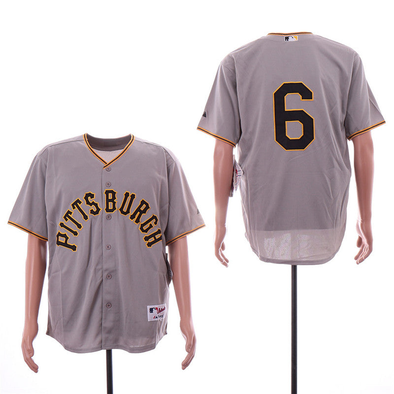 Custom Fan-Made Starling Marte Pittsburgh Pirates #6 Grey Throwback Baseball Jersey