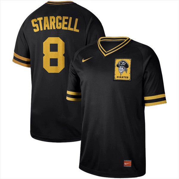 Custom Fan-Made Willie Stargell Pittsburgh Pirates #8 Black Throwback Baseball Jersey