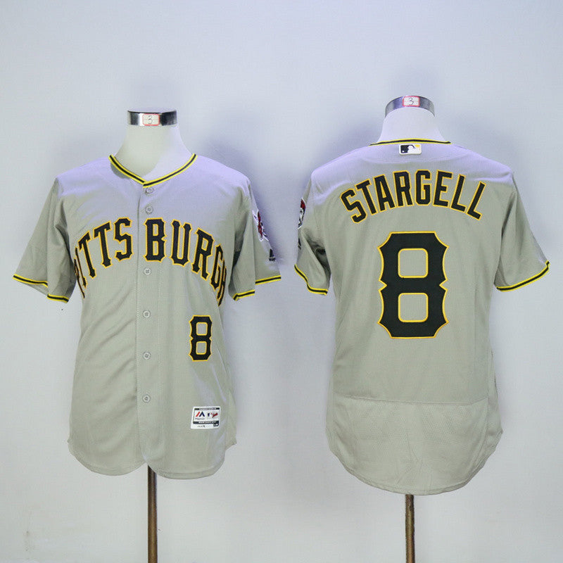 Custom Fan-Made Willie Stargell Pittsburgh Pirates #8 Grey Baseball Jersey