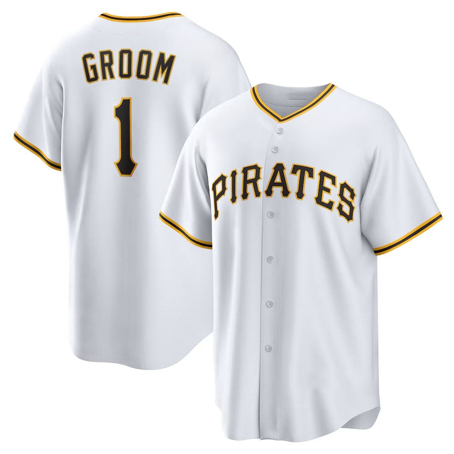 Pittsburgh Pirates #1 Groom Home Replica Jersey - White Stitched Baseball Jersey