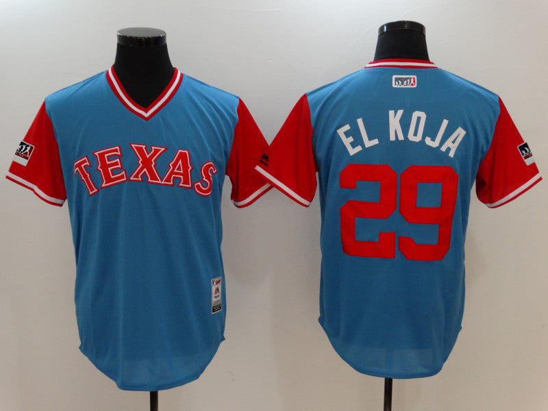 Custom Fan-Made Adrian Beltre El Koja Texas Rangers #29 Blue 2018 Baseball Jersey