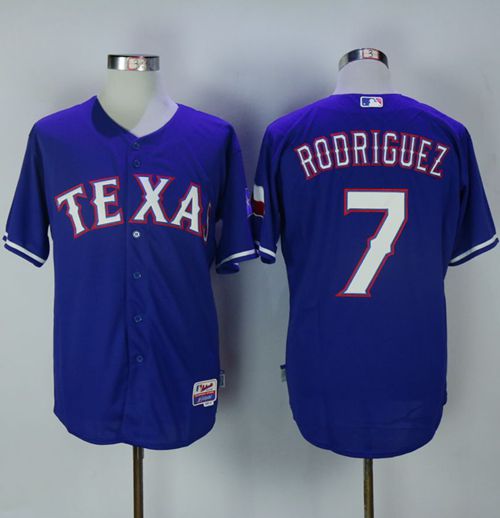 Custom Fan-Made Ivan Rodriguez Texas Rangers #7 Blue Baseball Jersey
