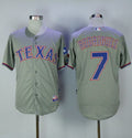 Custom Fan-Made Ivan Rodriguez Texas Rangers #7 Grey Baseball Jersey