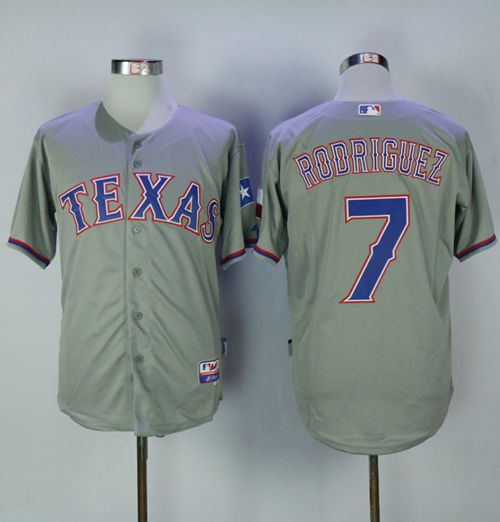Custom Fan-Made Ivan Rodriguez Texas Rangers #7 Grey Baseball Jersey