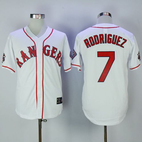 Custom Fan-Made Ivan Rodriguez Texas Rangers #7 White Throwback Baseball Jersey