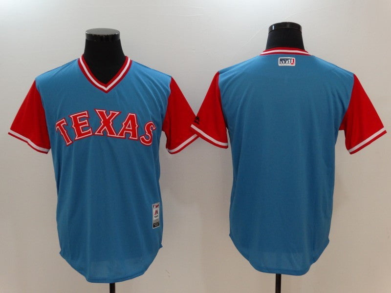 Custom Fan-Made Light Blue 2017 Texas Rangers Baseball Jersey Texas Rangers Blue 2017 Baseball Jersey