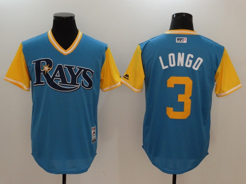 Custom Fan-Made Evan Longoria Longo Tampa Bay Rays #3 Blue 2017 Baseball Jersey