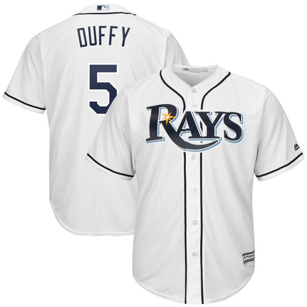 Custom Fan-Made Matt Duffy Tampa Bay Rays #5 White Baseball Jersey