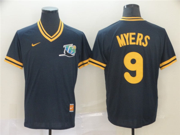 Custom Fan-Made Wil Myers Tampa Bay Rays #9 Navy Throwback Baseball Jersey