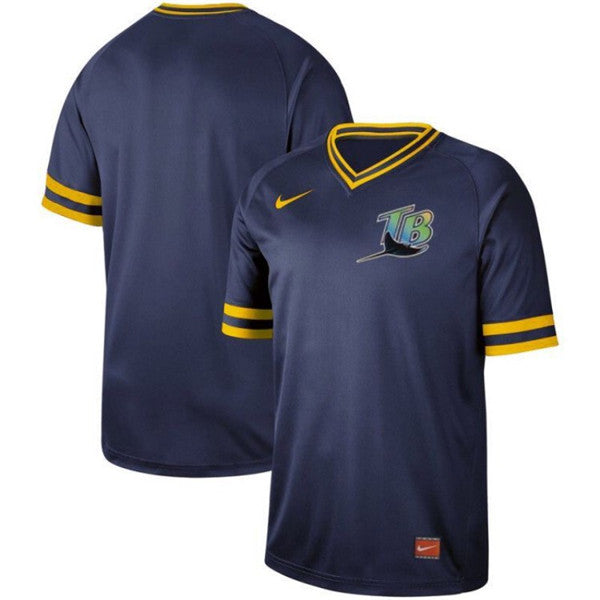 Custom Fan-Made Navy Throwback Tampa Bay Rays Baseball Jersey Tampa Bay Rays Navy Throwback Baseball Jersey
