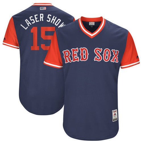 Custom Fan-Made Dustin Pedroia Laser Show Boston Red Sox #15 Red 2017 Baseball Jersey
