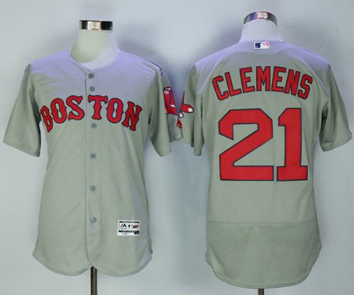 Custom Fan-Made Roger Clemens Boston Red Sox #21 Grey Baseball Jersey