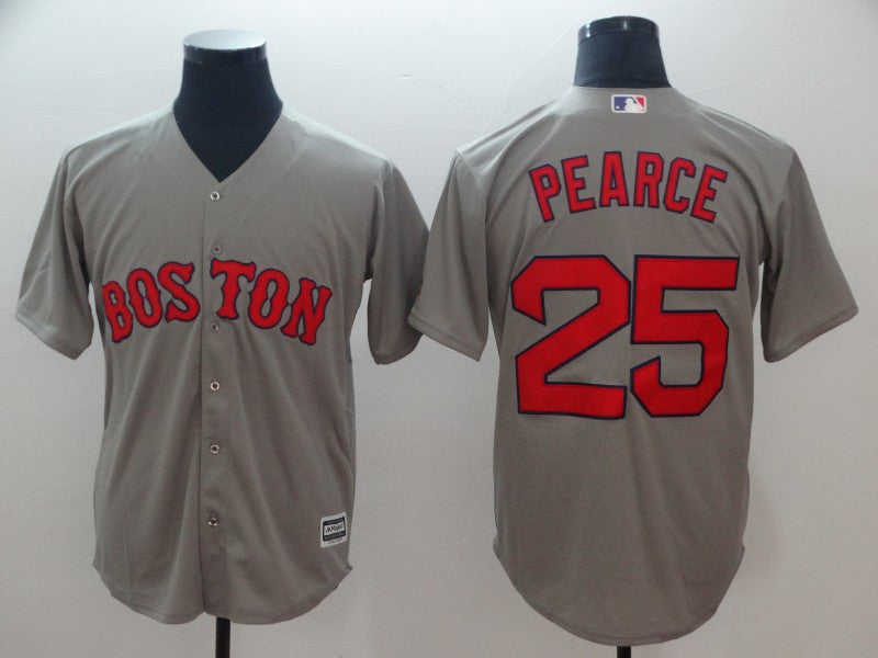 Custom Fan-Made Steve Pearce Boston Red Sox #25 Grey Baseball Jersey
