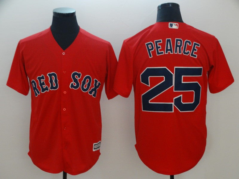 Custom Fan-Made Steve Pearce Boston Red Sox #25 Red Baseball Jersey