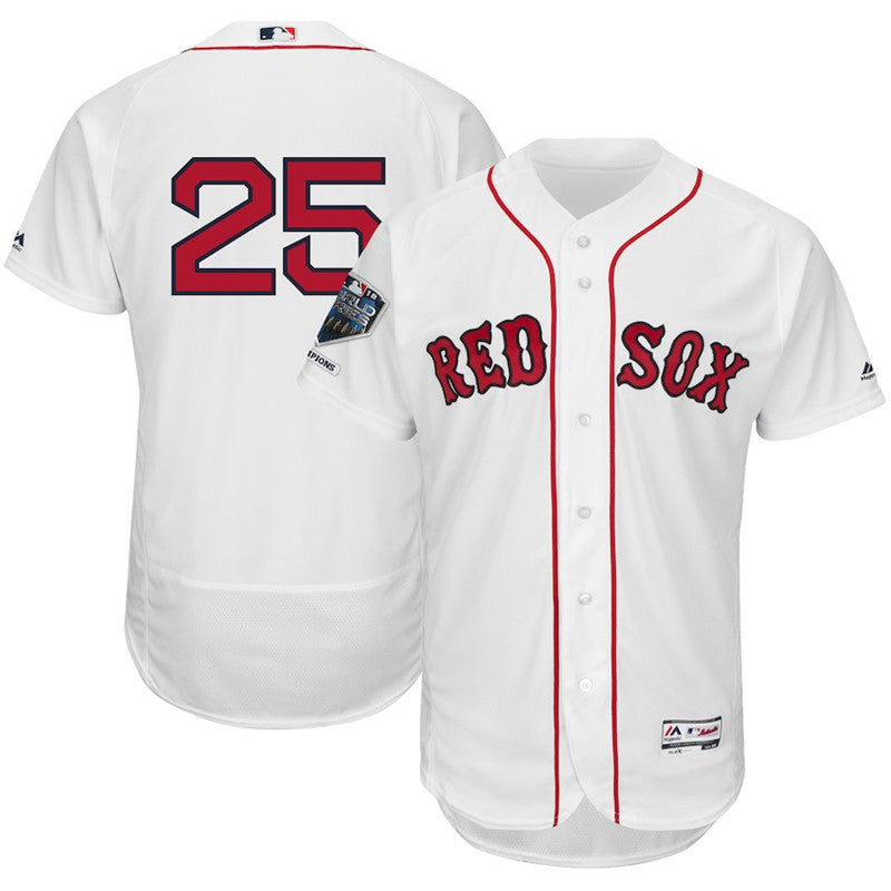 Custom Fan-Made Steve Pearce Boston Red Sox #25 Red 2018 Baseball Jersey