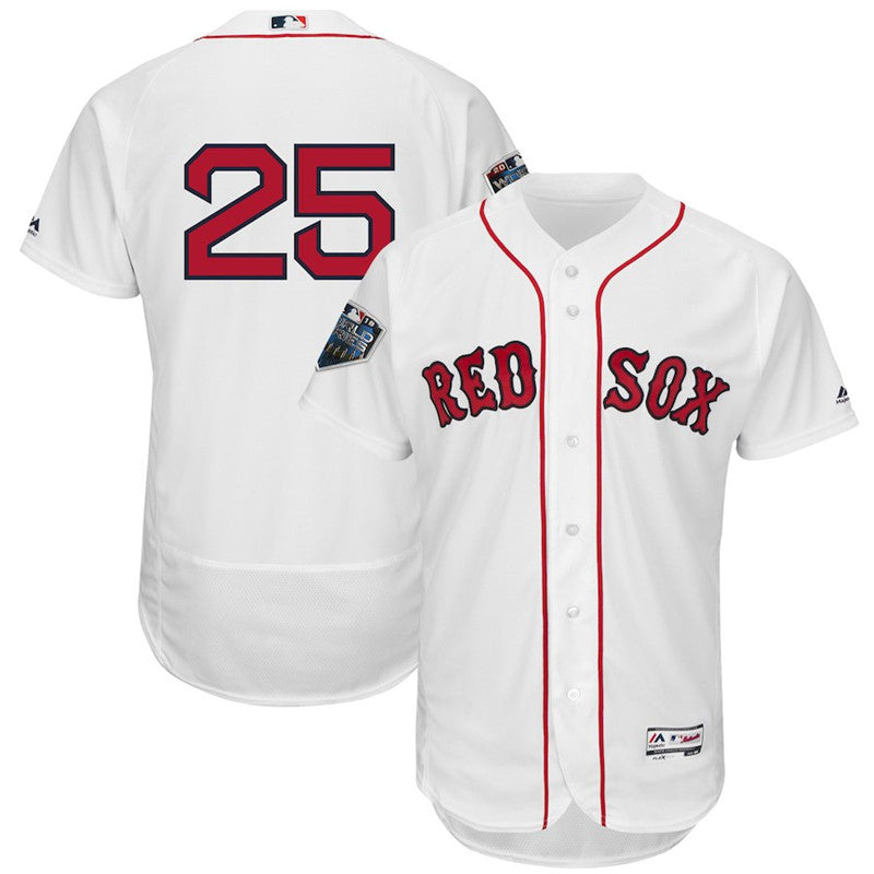 Custom Fan-Made Steve Pearce Number Boston Red Sox #25 Red 2018 Baseball Jersey