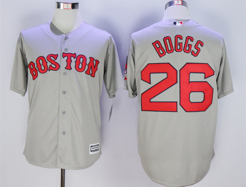 Custom Fan-Made Wade Boggs Boston Red Sox #26 Grey Baseball Jersey