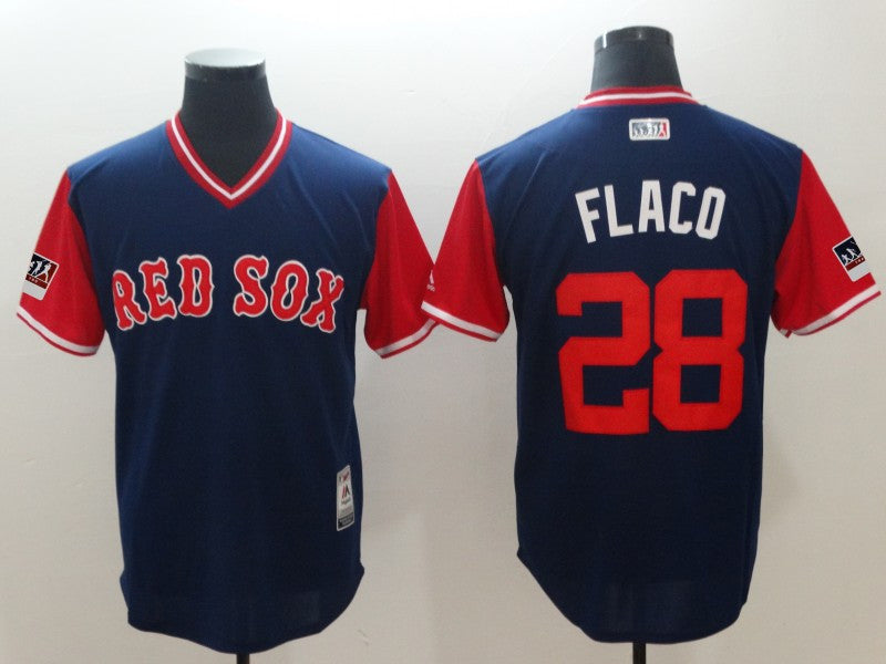 Custom Fan-Made J.D. Martinez Flaco Navy 2018 Boston Red Sox Baseball Jersey Boston Red Sox Red 2018 Baseball Jersey
