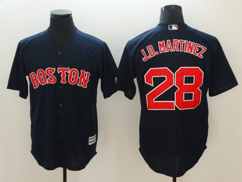 Custom Fan-Made J.D. Martinez Navy Boston Red Sox Baseball Jersey Boston Red Sox Red Baseball Jersey