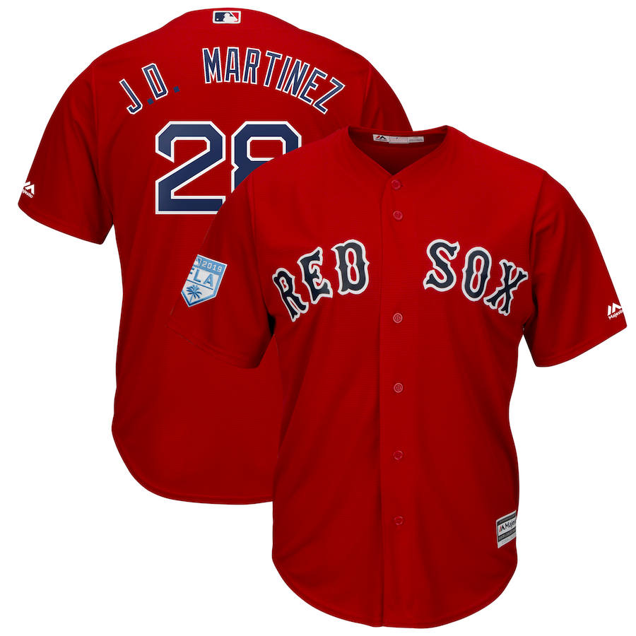 Custom Fan-Made J.D. Martinez Spring Training Red 2019 Boston Red Sox Baseball Jersey Boston Red Sox Red 2019 Baseball Jersey