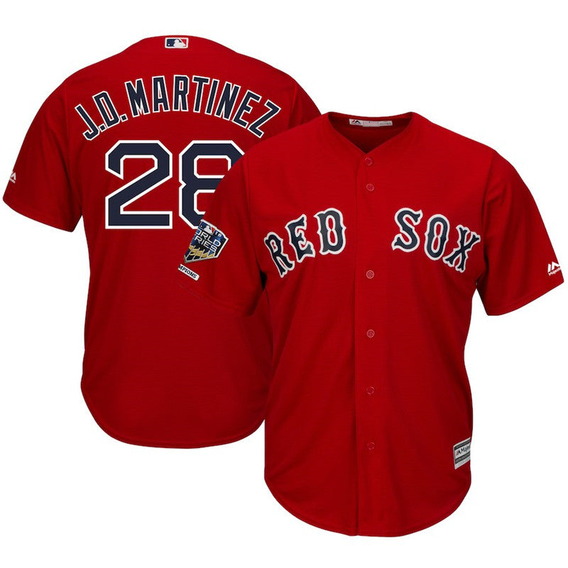 Custom Fan-Made J.D. Martinez Scarlet 2018 World Series Champions Boston Red Sox Baseball Jersey Boston Red Sox Red 2018 Baseball Jersey