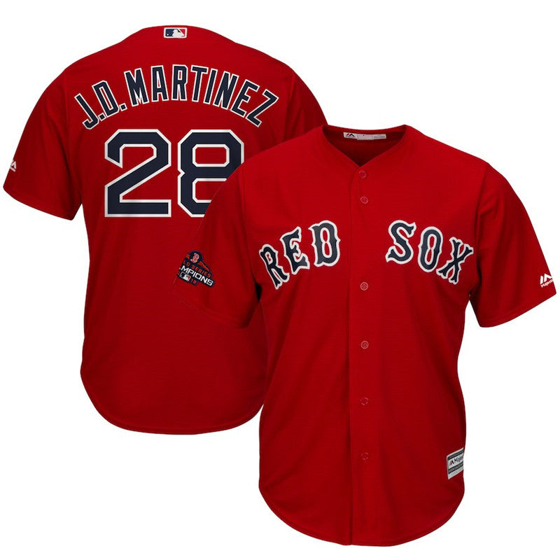 Custom Fan-Made J.D. Martinez Scarlet 2018 World Series Champions Boston Red Sox Baseball Jersey Boston Red Sox Red 2018 Baseball Jersey