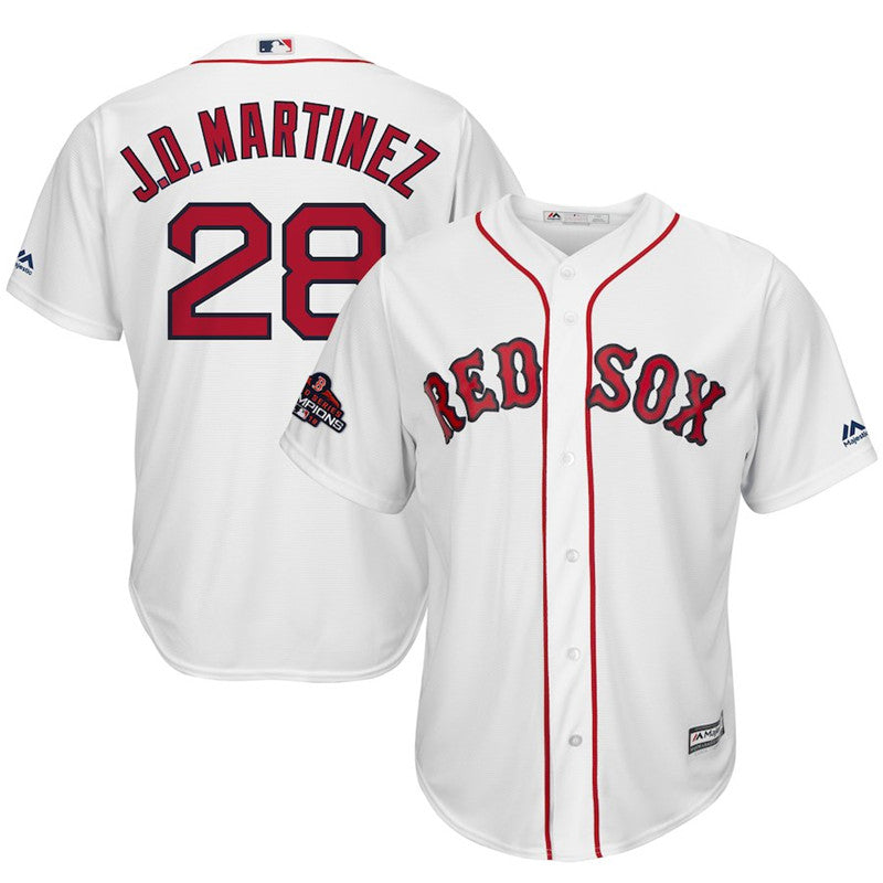 Custom Fan-Made J.D. Martinez White 2018 World Series Champions Boston Red Sox Baseball Jersey Boston Red Sox Red 2018 Baseball Jersey
