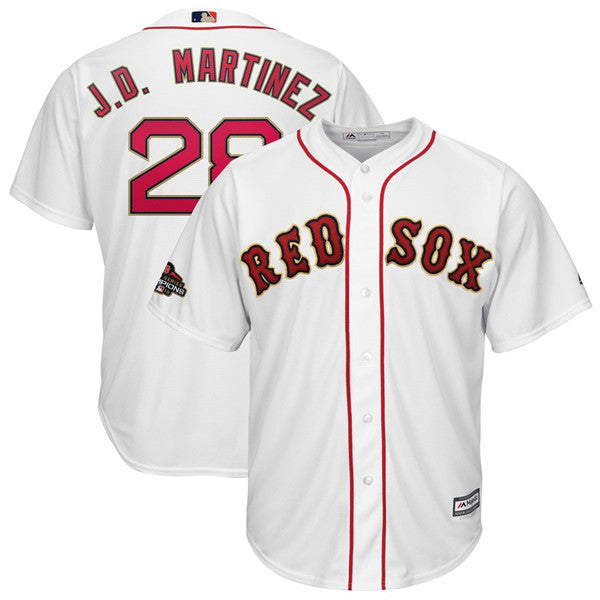 Custom Fan-Made J.D. Martinez White 2019 Boston Red Sox Baseball Jersey Boston Red Sox Red 2019 Baseball Jersey
