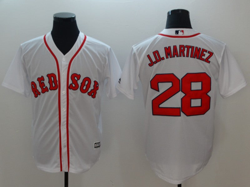 Custom Fan-Made J.D. Martinez White Boston Red Sox Baseball Jersey Boston Red Sox Red Baseball Jersey