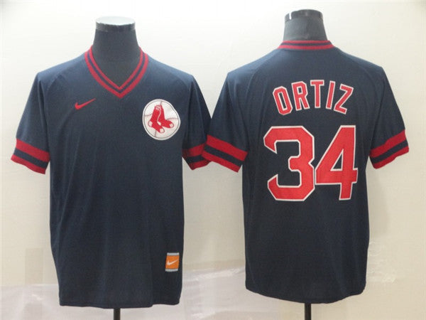 Custom Fan-Made David Ortiz Boston Red Sox #34 Red Throwback Baseball Jersey