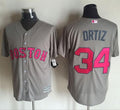 Custom Fan-Made David Ortiz Boston Red Sox #34 Grey 2016 Baseball Jersey