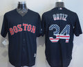 Custom Fan-Made David Ortiz USA Flag Boston Red Sox #34 Red Baseball Jersey