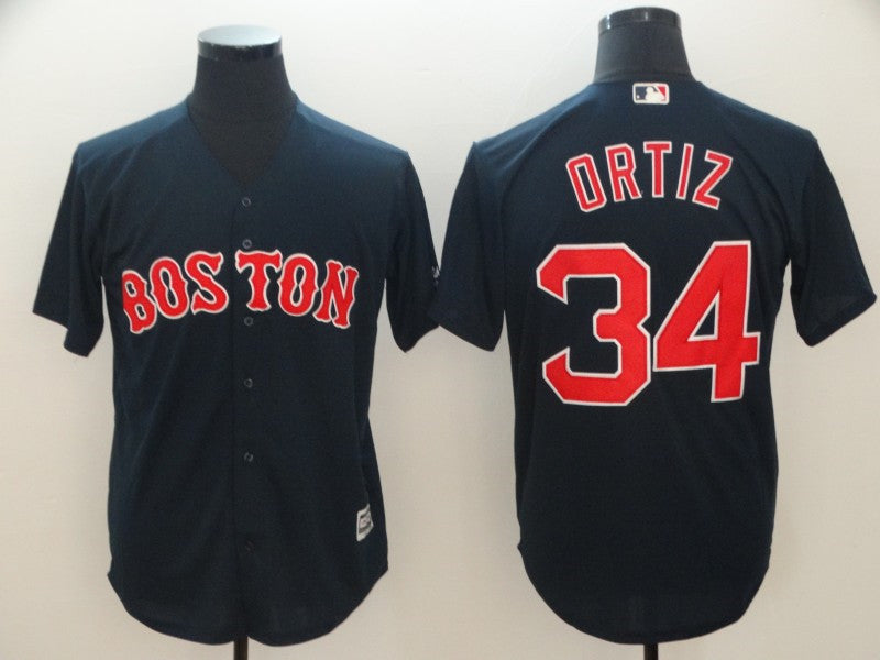 Custom Fan-Made David Ortiz Boston Red Sox #34 Red Baseball Jersey