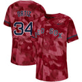 Custom Fan-Made David Ortiz Camo Boston Red Sox #34 Red Baseball Jersey