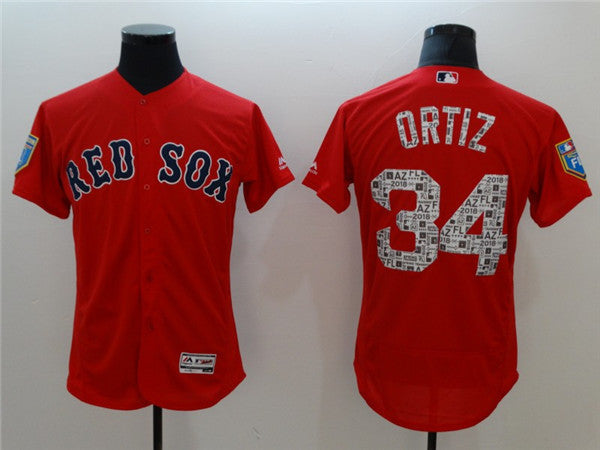 Custom Fan-Made David Ortiz Spring Training Boston Red Sox #34 Red 2018 Baseball Jersey