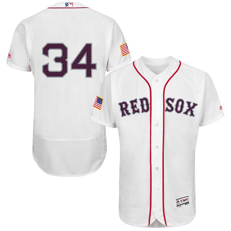 Custom Fan-Made David Ortiz Stars Stripes Boston Red Sox #34 Red Baseball Jersey