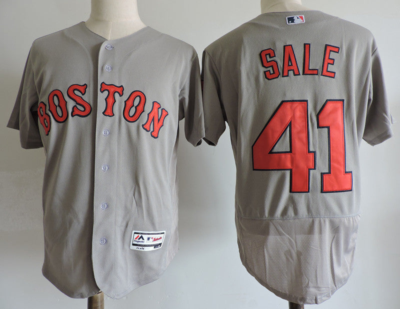 Custom Fan-Made Chris Sale Boston Red Sox #41 Grey Baseball Jersey