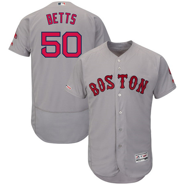 Custom Fan-Made Mookie Betts Boston Red Sox #50 Grey Baseball Jersey