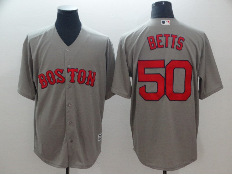 Custom Fan-Made Mookie Betts Boston Red Sox #50 Grey Baseball Jersey