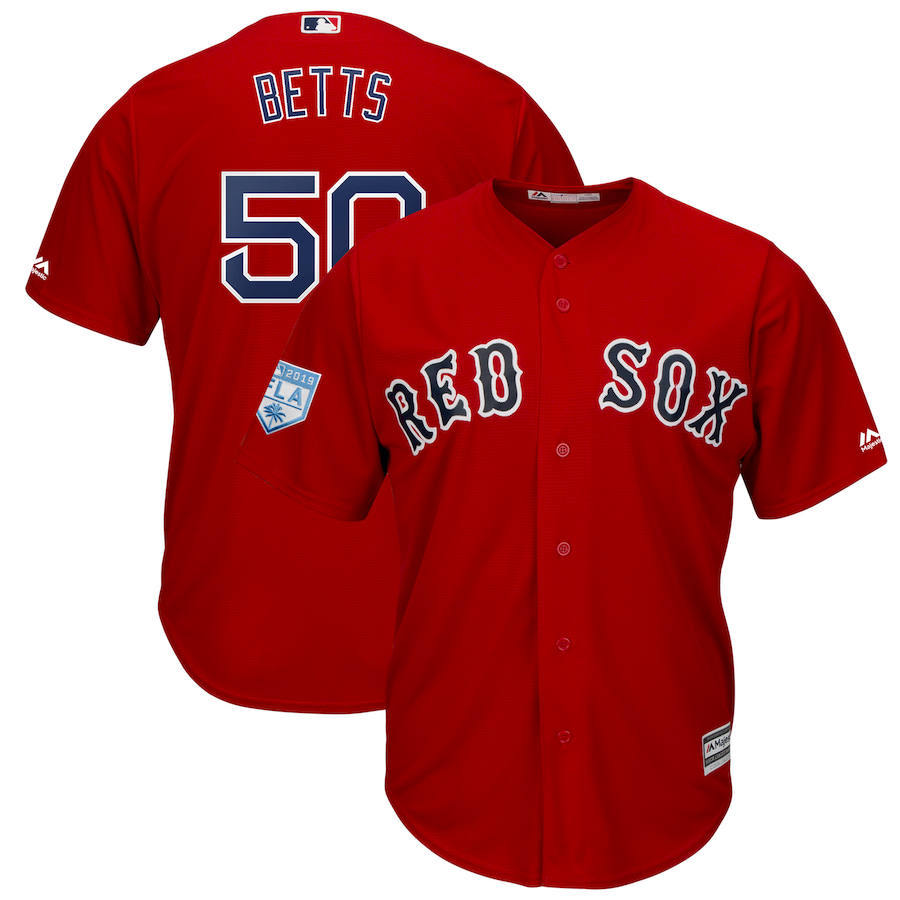 Custom Fan-Made Mookie Betts Spring Training Boston Red Sox #50 Red 2019 Baseball Jersey