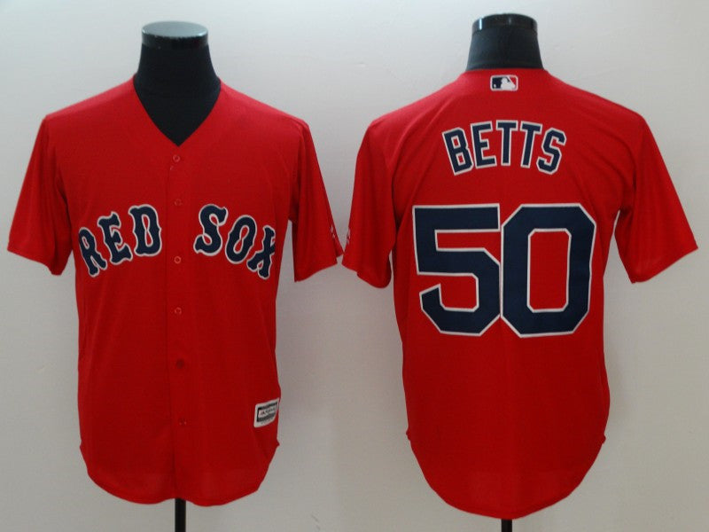Custom Fan-Made Mookie Betts Boston Red Sox #50 Red Baseball Jersey