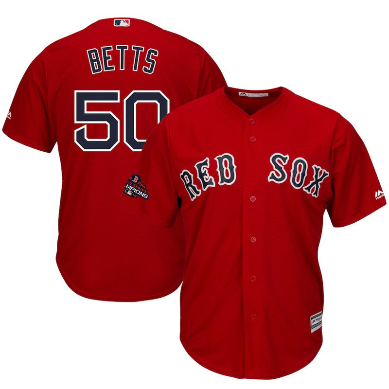 Custom Fan-Made Mookie Betts Boston Red Sox #50 Red 2018 Baseball Jersey