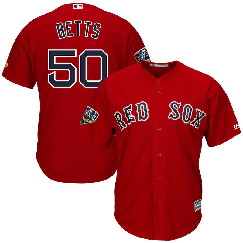 Custom Fan-Made Mookie Betts Boston Red Sox #50 Red 2018 Baseball Jersey