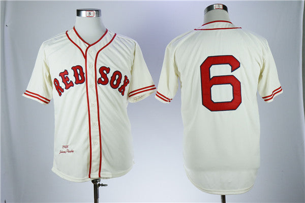 Custom Fan-Made Johnny Pesky Boston Red Sox #6 Red 1946 Throwback Baseball Jersey