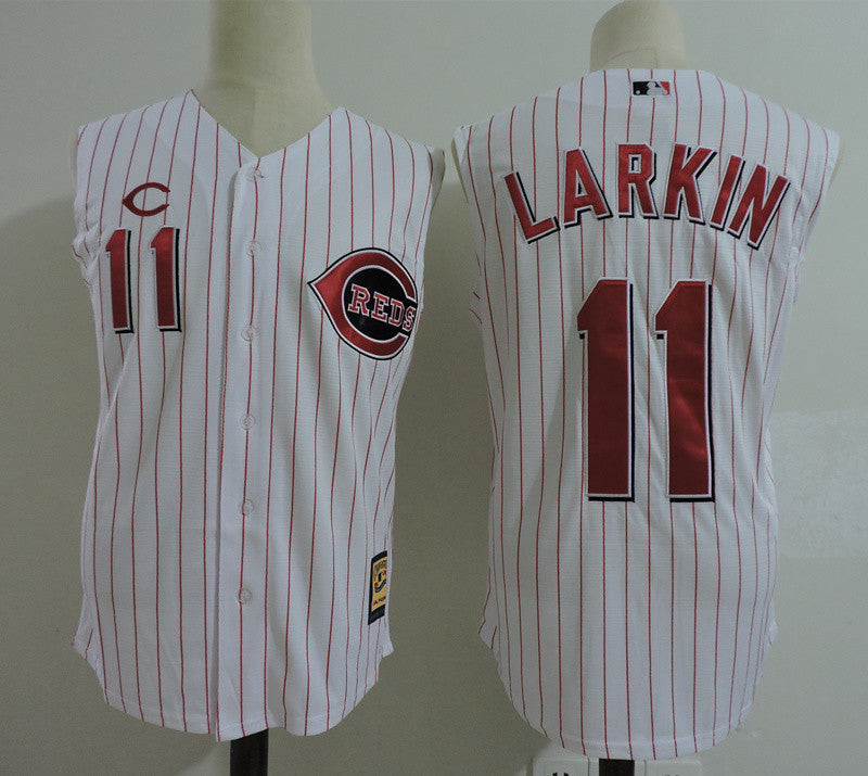 Custom Fan-Made Barry Larkin Cincinnati Reds #11 White Baseball Jersey
