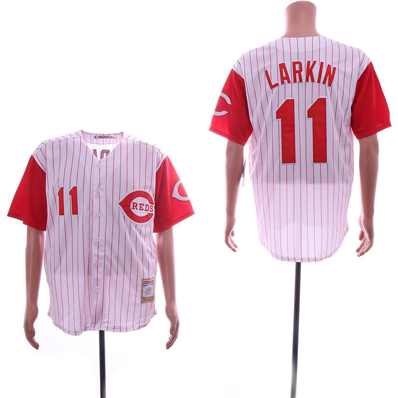 Custom Fan-Made Barry Larkin Cincinnati Reds #11 White Throwback Baseball Jersey